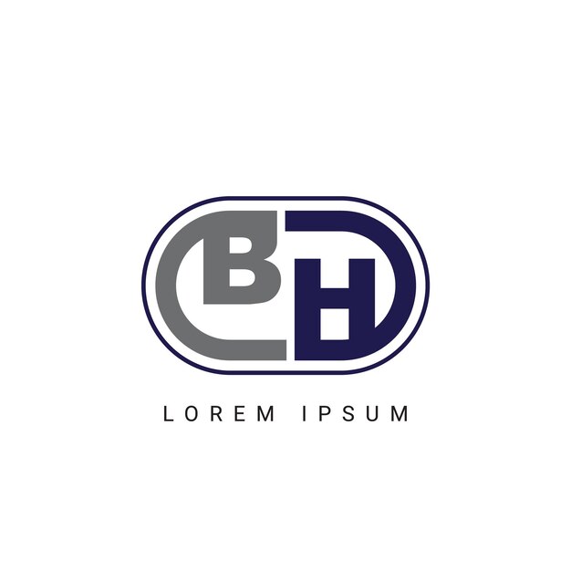 BH or HB Letter Logo Design with a Creative Cut Letter Initial Logo Design