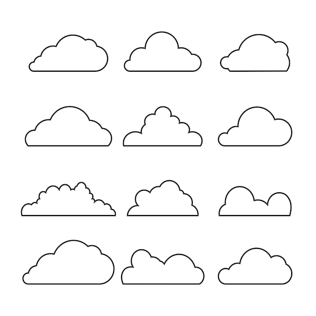 Big Cloud Flat four color minimal icon set. Stock vector