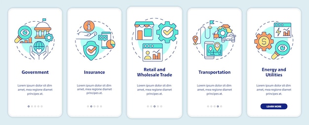 Big data applications types onboarding mobile app screen