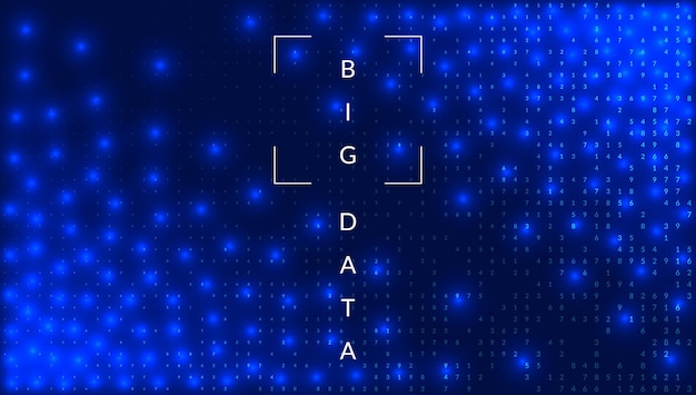 Big data background. Digital technology abstract concept. Artificial intelligence and deep learning. Tech visual for information template. Partical big data background.