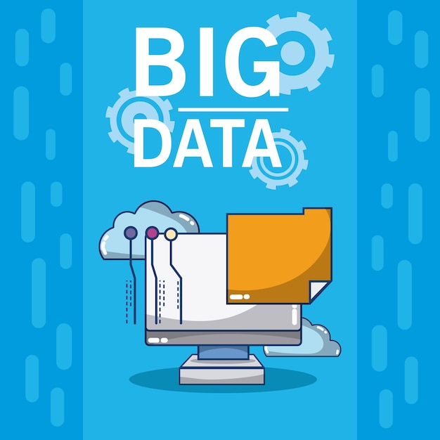 Big data computer with folder and cloud 