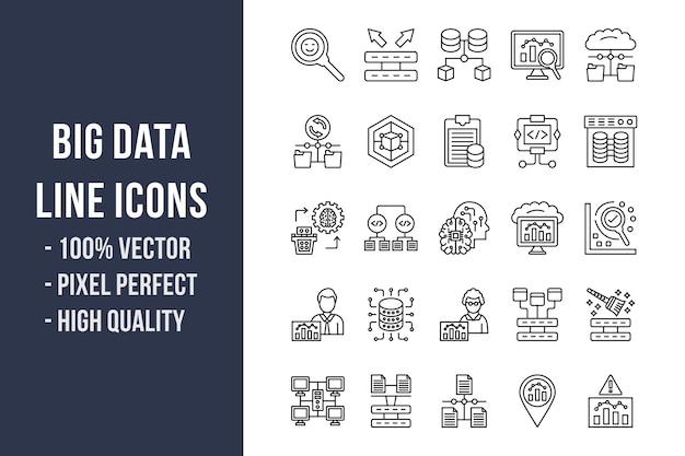 big data line icons