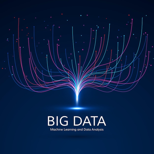 big data visualisation. machine learning and algorithm concept. abstract technology background. music waves composition.  