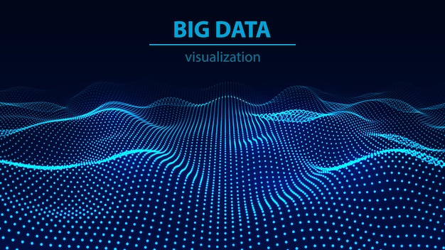 big data visualization 3d technology wave analytics representation digital background