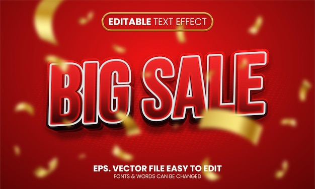 Big sale promotion 3d editable text effect
