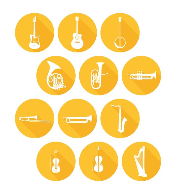 big set icons of musical instruments