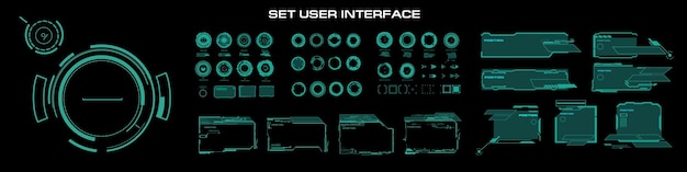 Big set of vector HUD elements Futuristic dialogue frames with text callouts circles and titles for modern video game screens Modern digital HUD user interface
