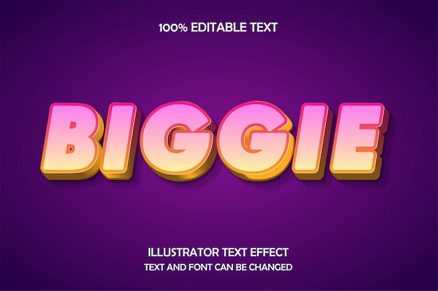 biggie, editable text effect modern shadow style