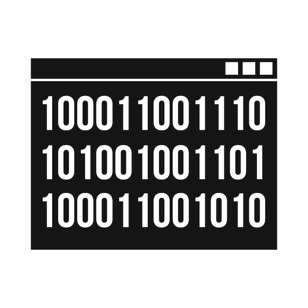 Binary code icon in simple style isolated on white background