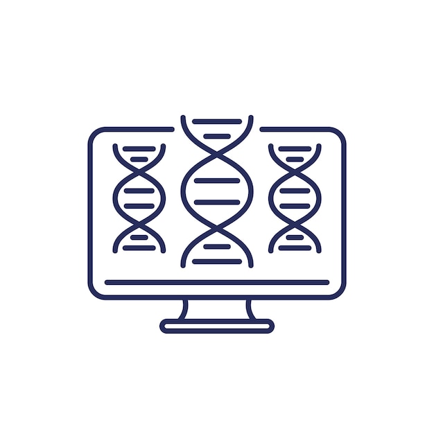 bioinformatics line icon, analysis of biological data