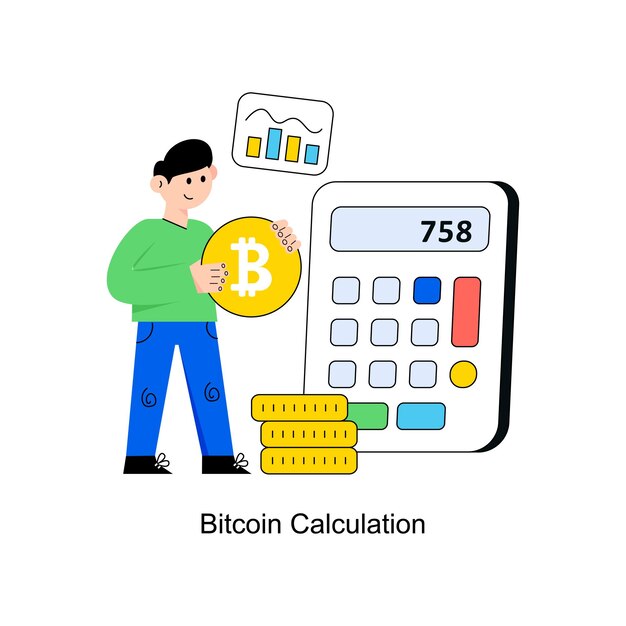 bitcoin calculation flat style design vector illustration stock illustration