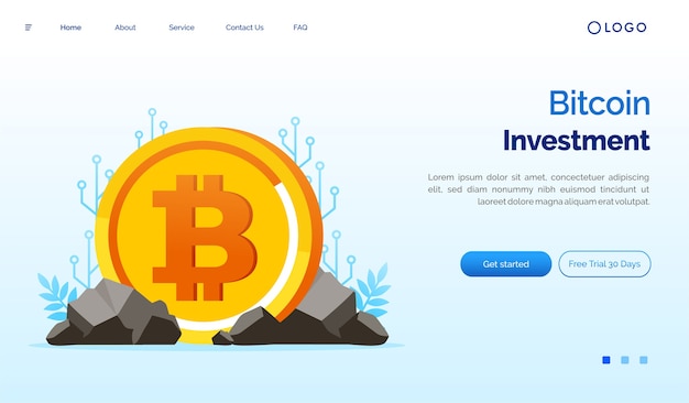Bitcoin Investment landing page website illustration