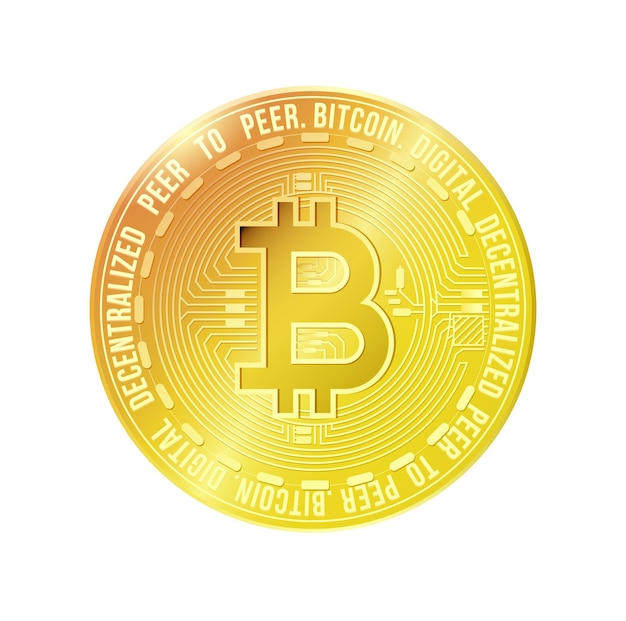 bitcoin physical bit coin digital currency cryptocurrency golden coin with bitcoin symbol isolat