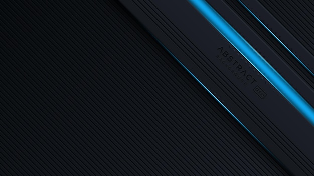 black abstract diagonal overlap layers background with blue light decoration
