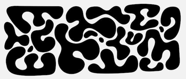 black abstract liquid background with organic blob shape drops in trendy y2k style childish vector isolated illustrations