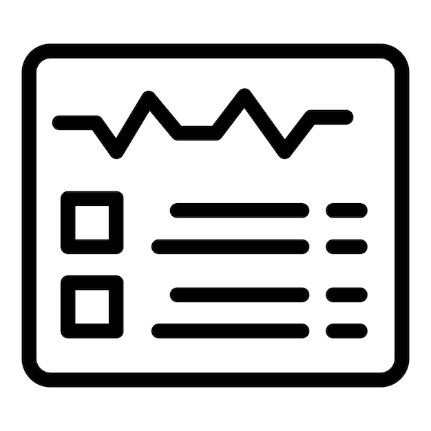 black and white business report icon