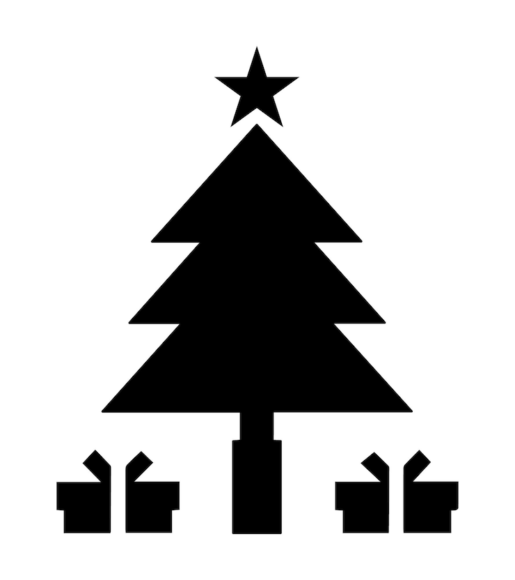 Vektor black and white christmas tree silhouette vector