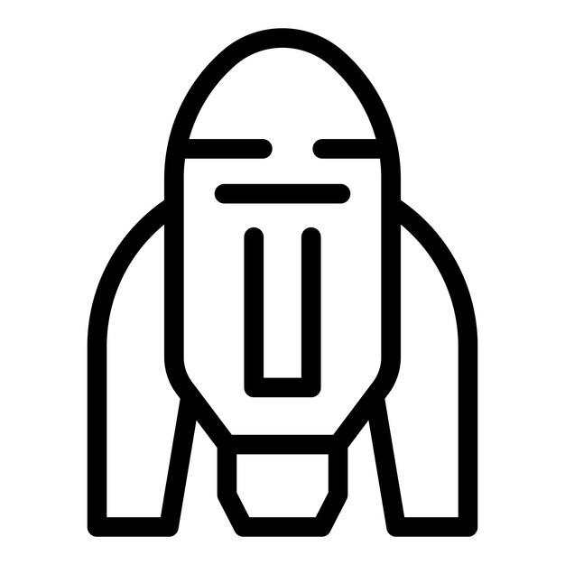 Black and white line art of rocket