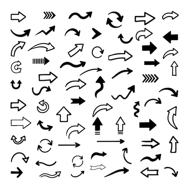 Black Arrow Icons in Different Styles and Directions Arrow mark icons Arrow paint stock vector