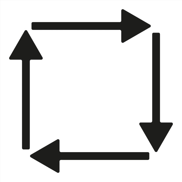 Black arrows pointing in four directions in a square configuration stock vector