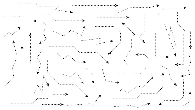 black arrows set isolated on white background graphic design element