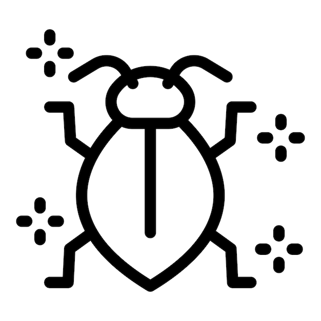 Black beetle crawling surrounded by stars icon