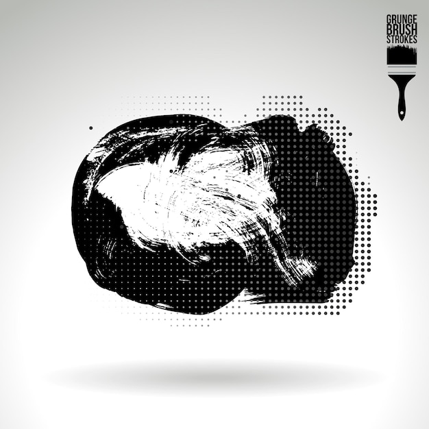 Black brush stroke and texture. Grunge vector abstract hand - painted element.