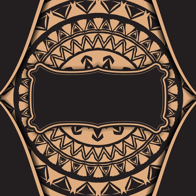 Black color flyer template with brown vintage ornament
