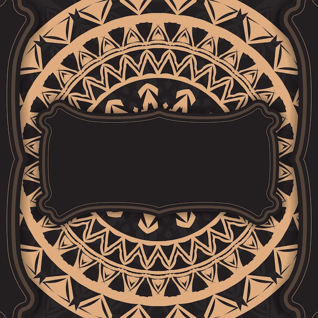 Black color greeting flyer with brown abstract pattern