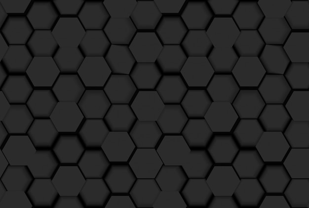 Black Seamless Hexagonal Pattern Texture with 3d Hexagons and Shades