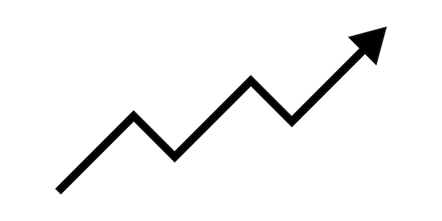 Black upward arrow graph with arrow showing rising trend Up arrow flow chart Bullish trend