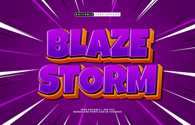 blaze storm editable text effect with a game and play text style