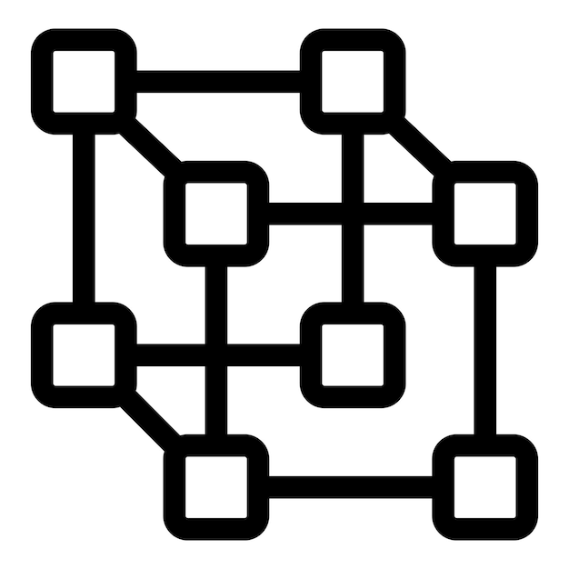 Blockchain network showing interconnected blocks icon