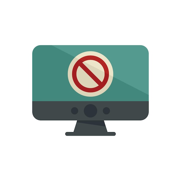 blocked pc icon flat vector access block computer account isolated