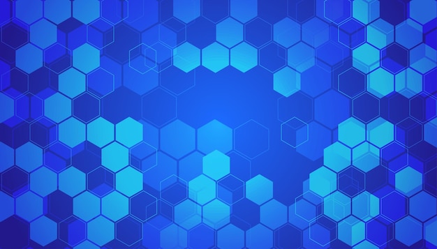 blue abstract technology background with hexagons