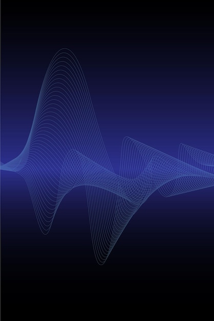 Blue and black background with blue gradient line art waves futuristic graphics with sound wave technology concept digital design with a monochrome cover modern templates