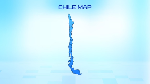 Blue detailed map of Chile with States administrative divisions