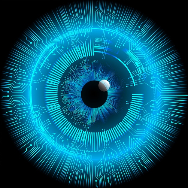 blue eye cyber circuit future technology concept background