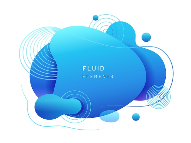 Blue fluid blobs gradient liquid abstract geometric shapes with dynamic colors for design