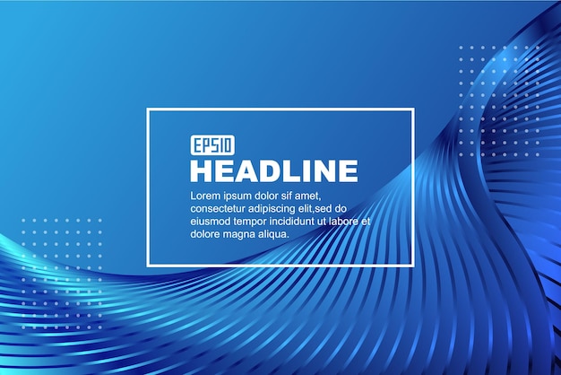 Blue gradient curved abstract lines with a tech poster background