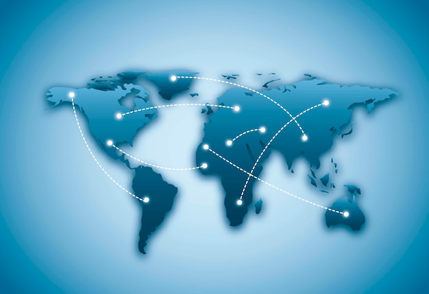 blue map with shadow over blue background vector illustration