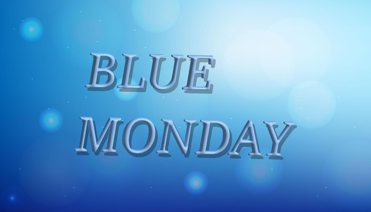 Vektor blue monday denim text in blue