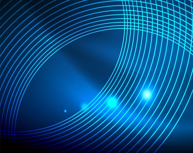 blue neon circles abstract circular lines glowing circle abstract pattern background