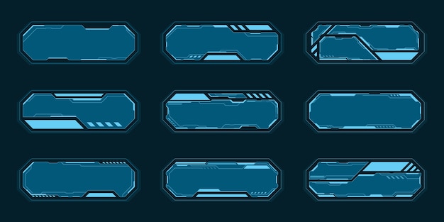 blue octagon frame set technology future interface hud