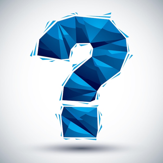 Blue question mark geometric icon made in 3d modern style best for use as symbol or design element for web or print layouts