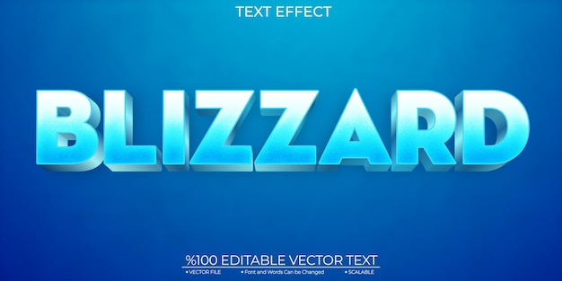 blue shiny blizzard editable and scalable template vector text effect