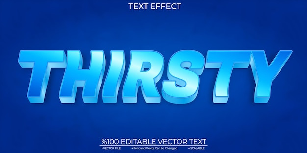 blue shiny thirsty editable and scalable template vector text effect