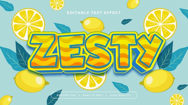 Blue white and yellow zesty 3d editable text effect font style