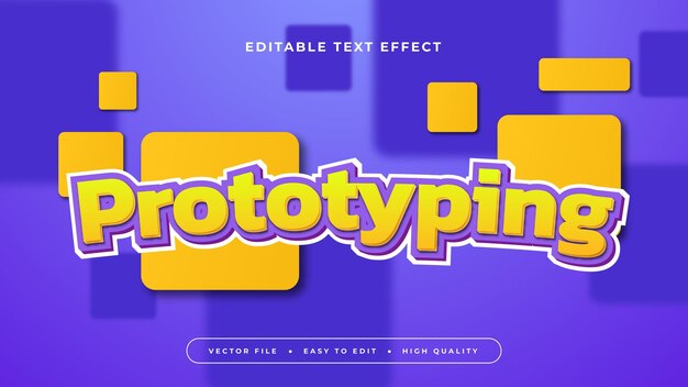 blue yellow and purple violet prototyping 3d editable text effect font style