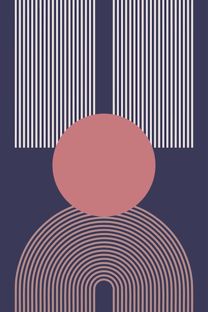 Boho Graphic Rainbow Arch Nursery Poster Minimalist Pattern.